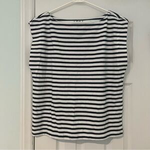 LOFT Women's Navy and White Striped Top